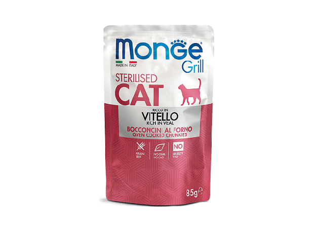 MONGE WET CAT STERILISED pouch with veal, пауч для стерилізованих з телятиною, 85gr