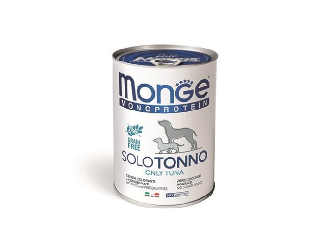 MONGE DOG SOLO Monoprotein Tuna 100%, монопротеінова консерва з тунцем, 400gr