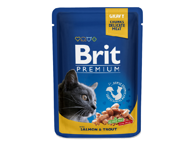 Brit Premium Cat pouch with salmon and trout, з лососем і фореллю 100g