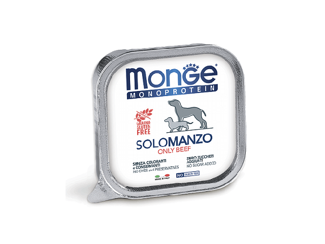 MONGE DOG SOLO Monoprotein Beef 100%, монопротеінова консерва з яловичиною, 150gr
