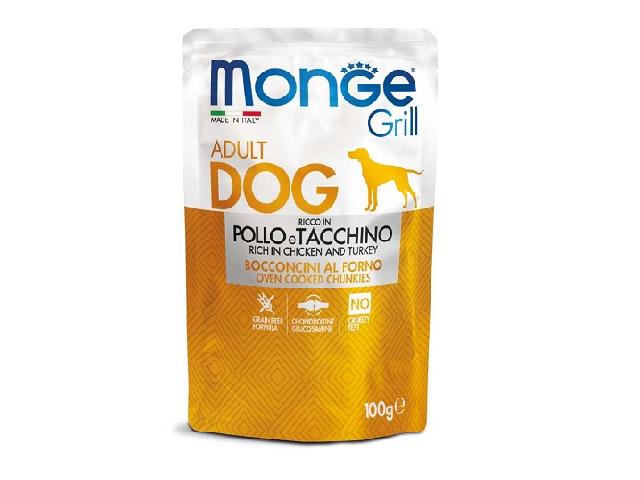 MONGE DOG GRILL pouch with chicken and turkey in jelly, пауч курка з індичкою в желе, 100g