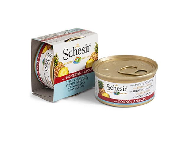 Schesir Cat Tuna Pineapple, консерва для кішок, з тунцем і ананасом, 75г.