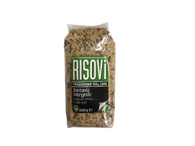 Итальянский смешанный рис "Risovi Riso Fantasia Integrale" (красный, черный, коричневый нешлифованный), 1 кг