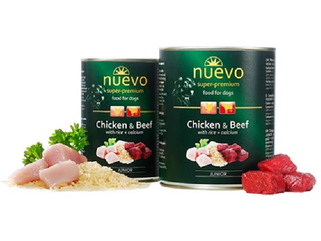 Wet Dog Food NUEVO JUNIOR with chicken, beed and rice + calcium / для цуценят, з куркою, яловичиною і рисом + кальцій