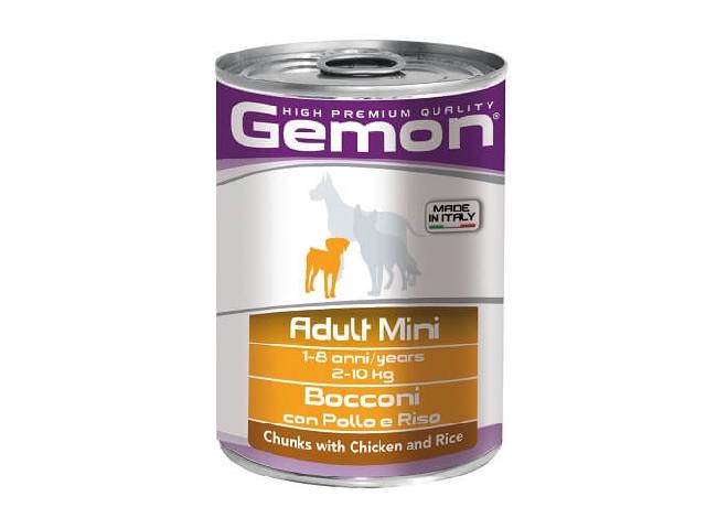 GEMON DOG WET Adult Mini Chicken шматочки в соусі, курка з рисом, для дрібних порід 415гр