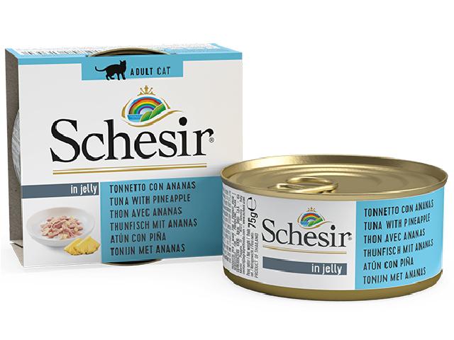 Schesir Cat Tuna Pineapple, консерва для кішок, з тунцем і ананасом, 75 г.