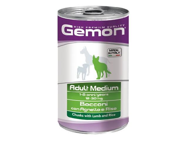GEMON DOG WET Adult Medium Lamb шматочки в соусі, ягня з рисом, для середніх порід 1,25кг