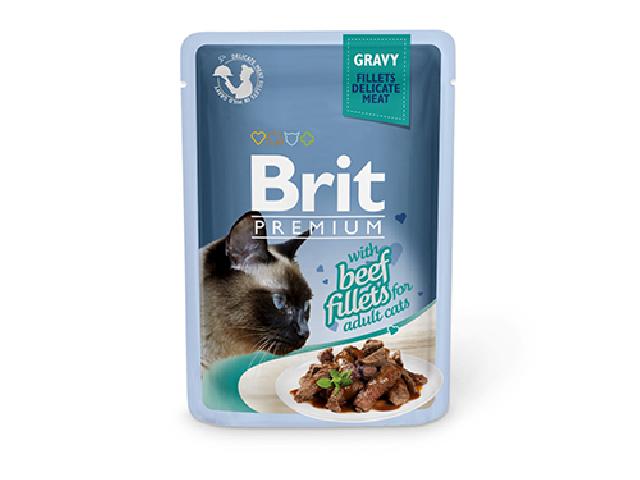 Brit Premium Cat pouch with beef, філе яловичини в соусі, 85g