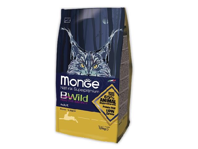 Monge Cat BWild Low Grain Hare м&#39;ясо зайця, низькозерновий