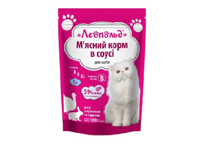 Леопольд Пауч для котів курка, печінка та овочі 500гр