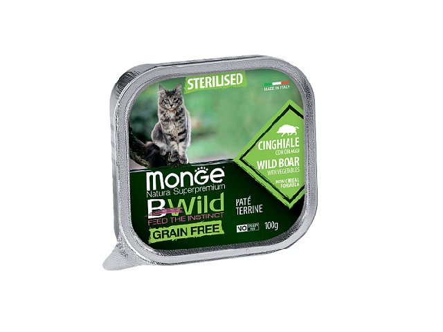 MONGE CAT WET BWild Sterilised Wild Boar паштет, кабан з овочами, для стерилізованих 100гр