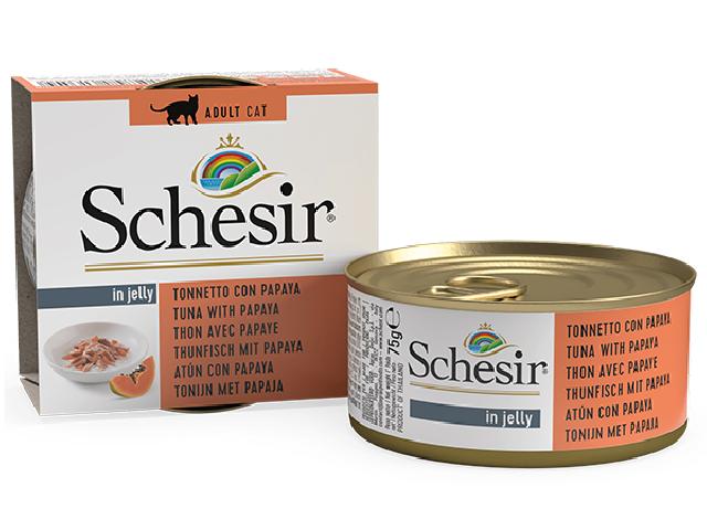 Schesir Cat Tuna Papaya, консерва для кішок, з тунцем і папайей, 75 г.