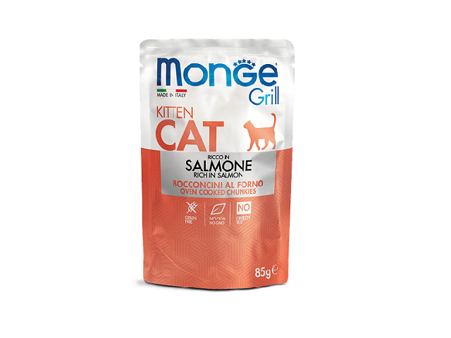 MONGE CAT WET Grill Kitten Salmon пауч, лосось, шматочки в желе для кошенят 85гр