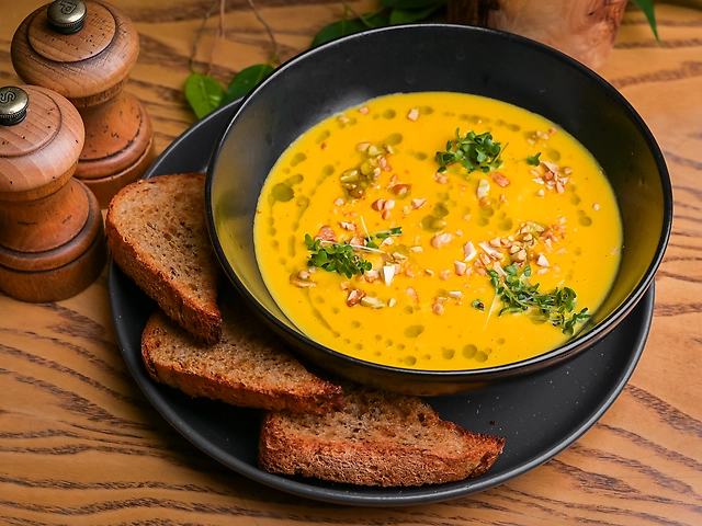 Кукурудзяний крем-суп з горішками кешью