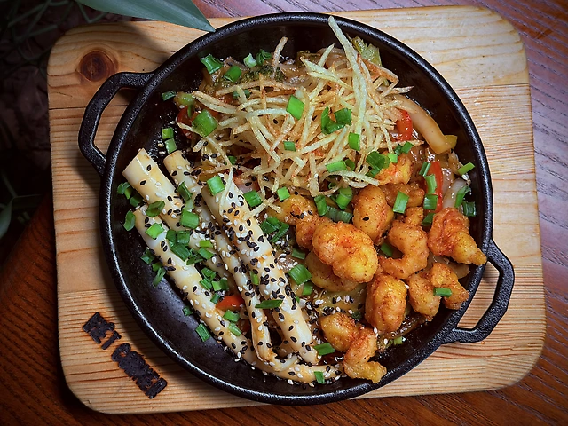 Гаряча пательня з креветками