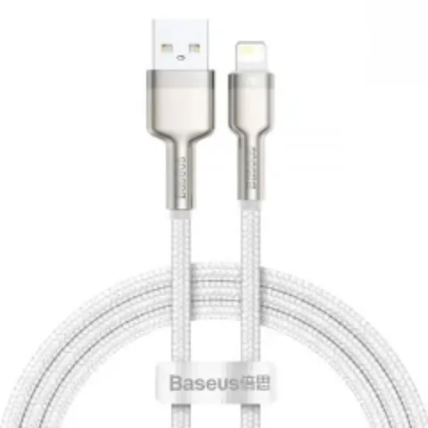 Кабель Baseus Cafule Metal Lightning 2.4A 1м Білий (45794)