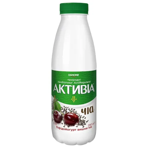 Йогурт Активіа питний 1,5% вишня-чіа пет 290г (38276)