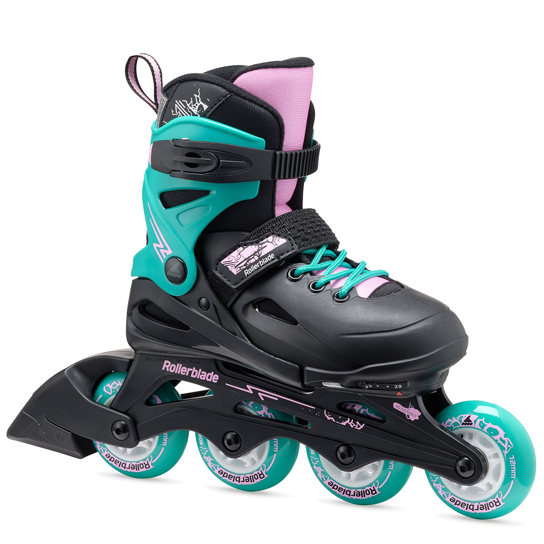 Rollerblade роликовые коньки Fury black-sea green 29-33