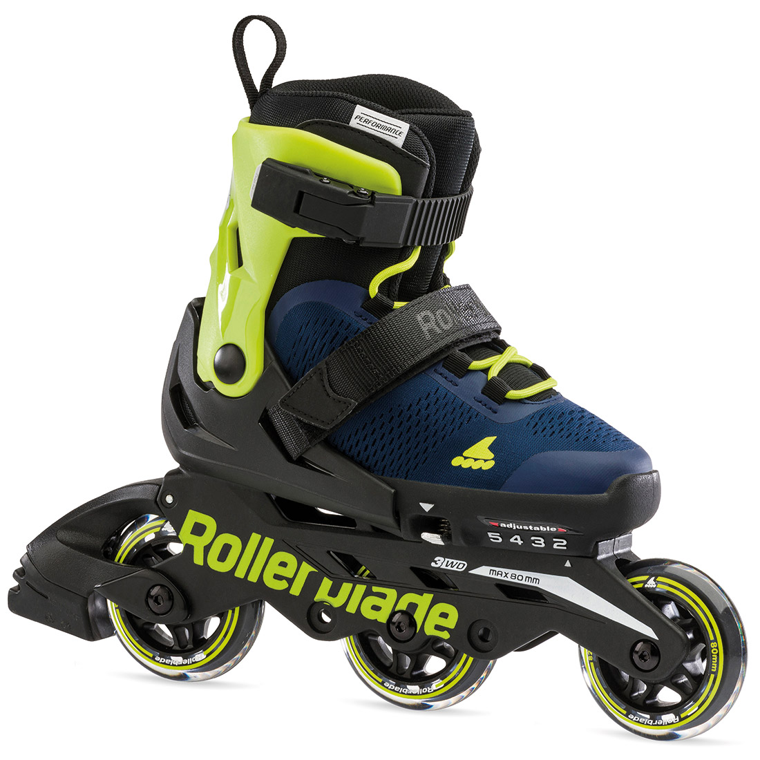 Rollerblade роликовые коньки Microblade 3WD blue royal-lime 28-32