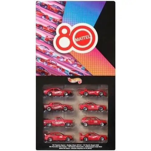 Тематичний набір з 8 машинок "80 років драйву Mattel" Hot Wheels