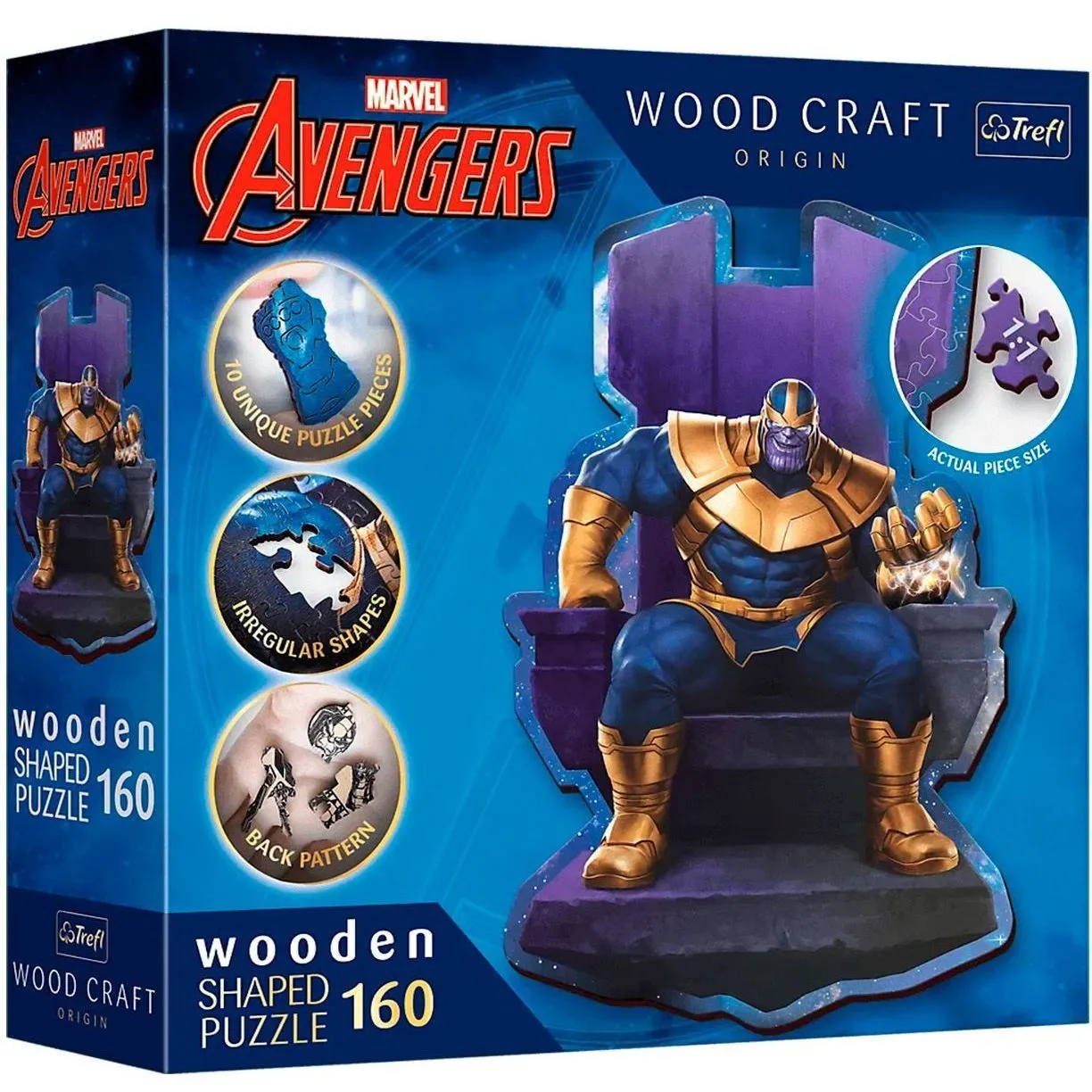 Пазли фігурні з дерева - (160 елм.) - &quot;Месники - Танос на троні&quot; / Trefl