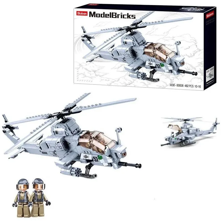 Конструктор SLUBAN M38-B0838 "Model Bricks" Гелікоптер "Вайпер AH-1Z", 482 дет.
