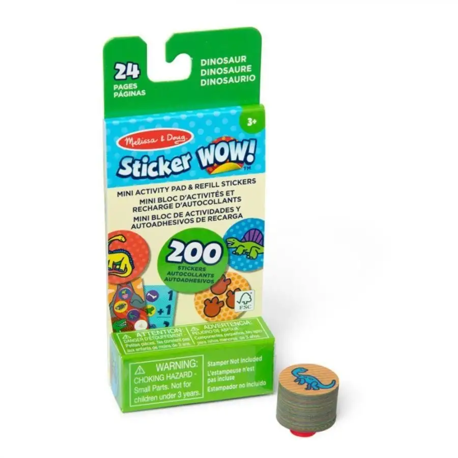 Melissa &amp; Doug. Sticker WOW: Набір з міні блокноту та запасних наліпок для штампу [Динозаври