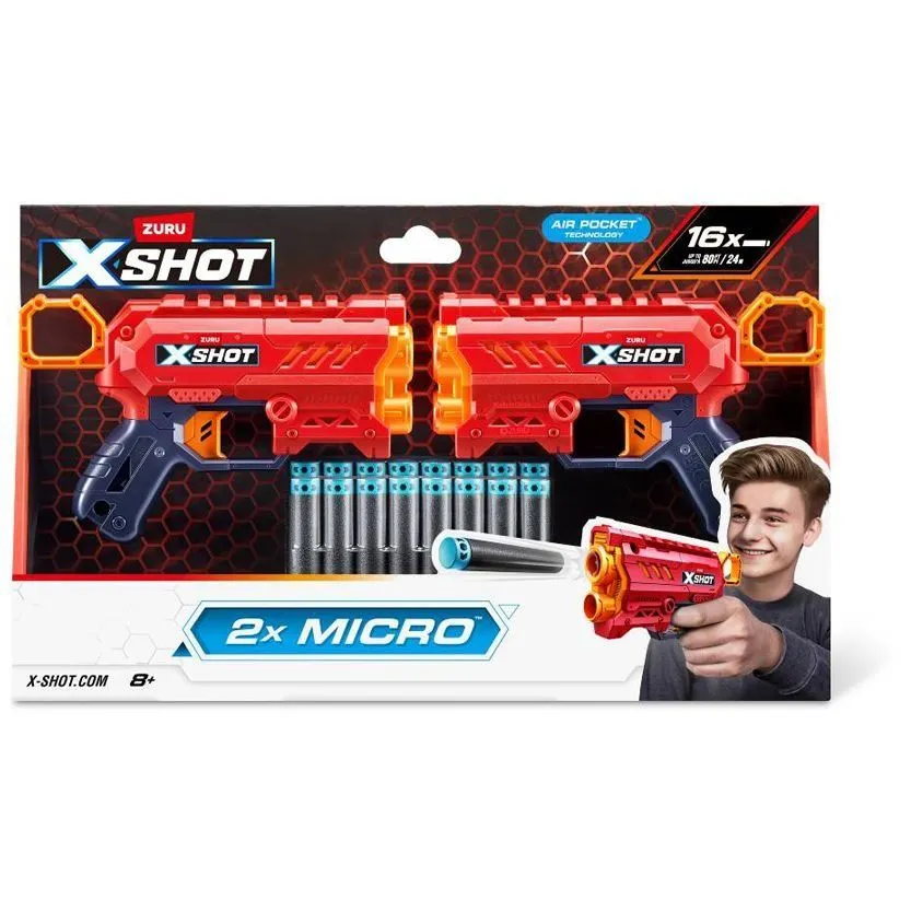 X-Shot Набір швидкострільних бластерів Excel Double Micro 2.0 (16 патронів), арт. 36727R