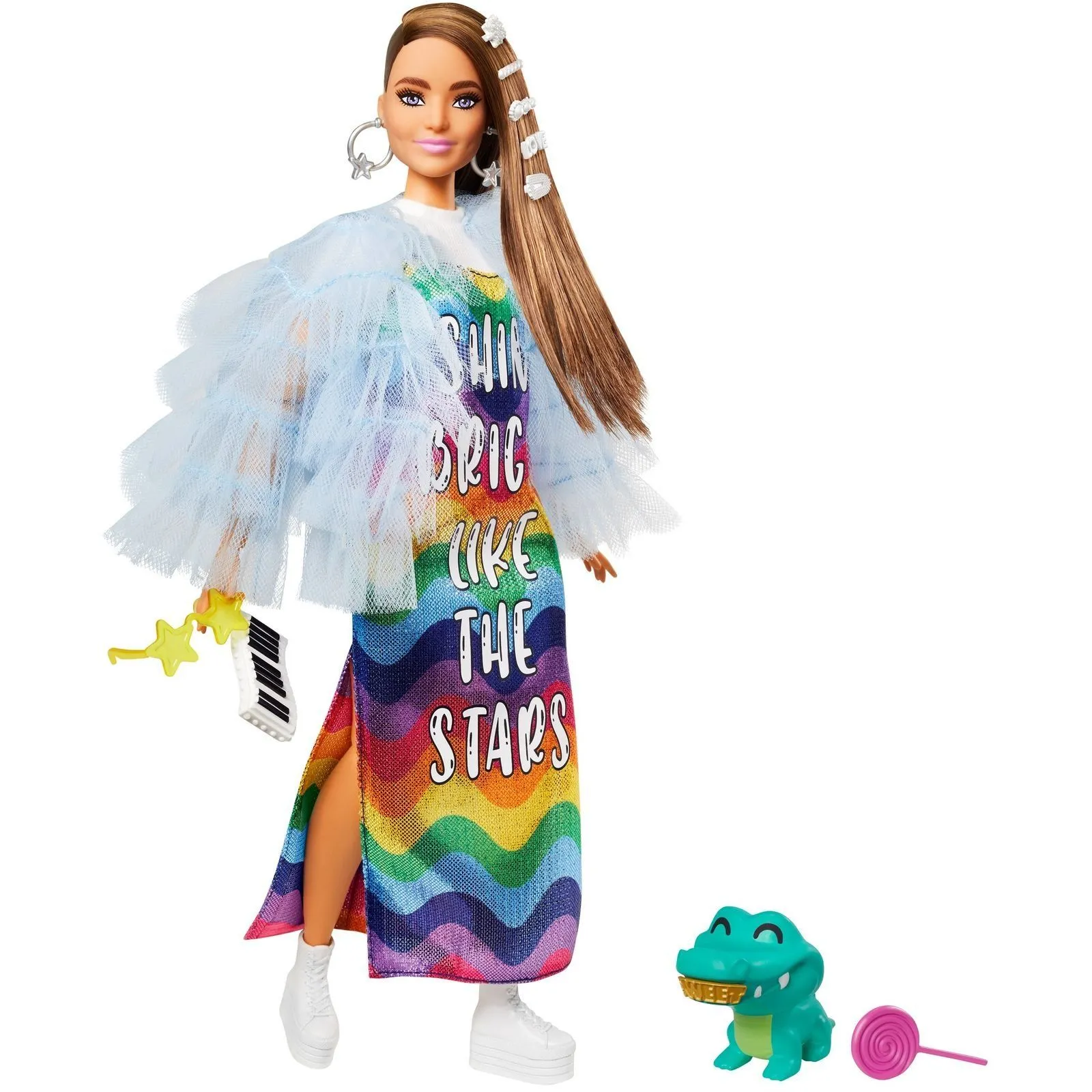 Лялька Barbie "Екстра" у довгій веселковій сукні