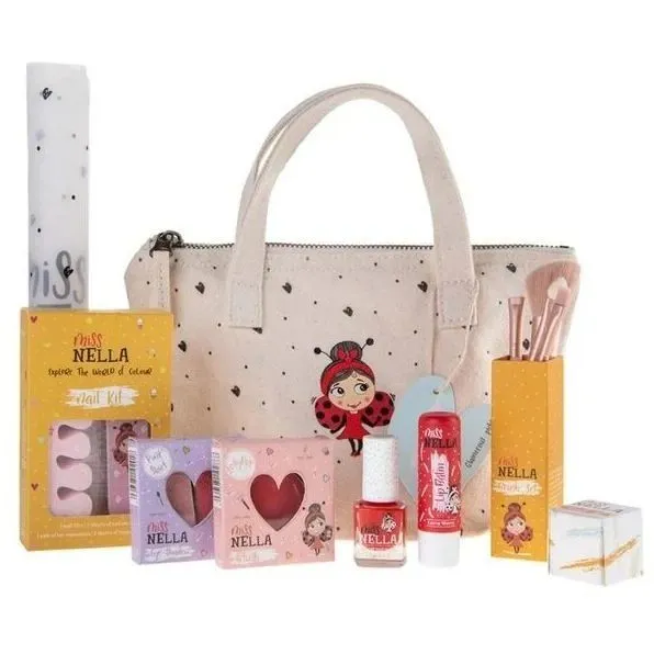 Набір дитячої косметики Miss Nella "Bag of Wonders"(2 лаки для нігтів, бальзам для губ,рум'яна,тіні, інші аксесуари)