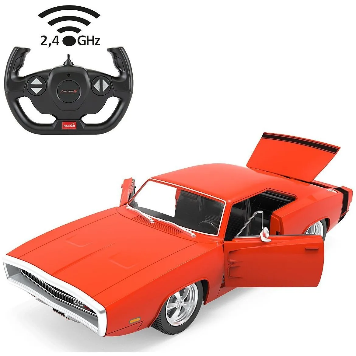 Авто-ль на р/к, д-рі/відч.Dodge Charger R/T 1970 1:16, червонйй,2.4МГц