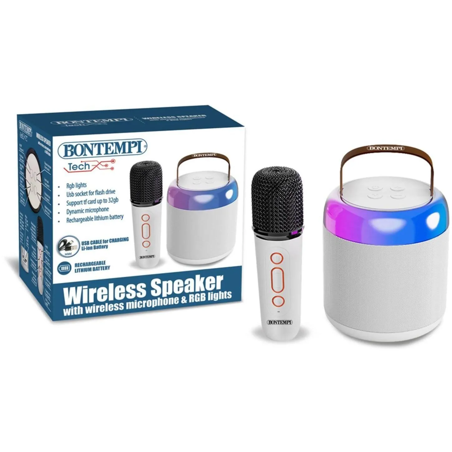 Бездротова колонка з мікрофоном і підсвічуванням RGB