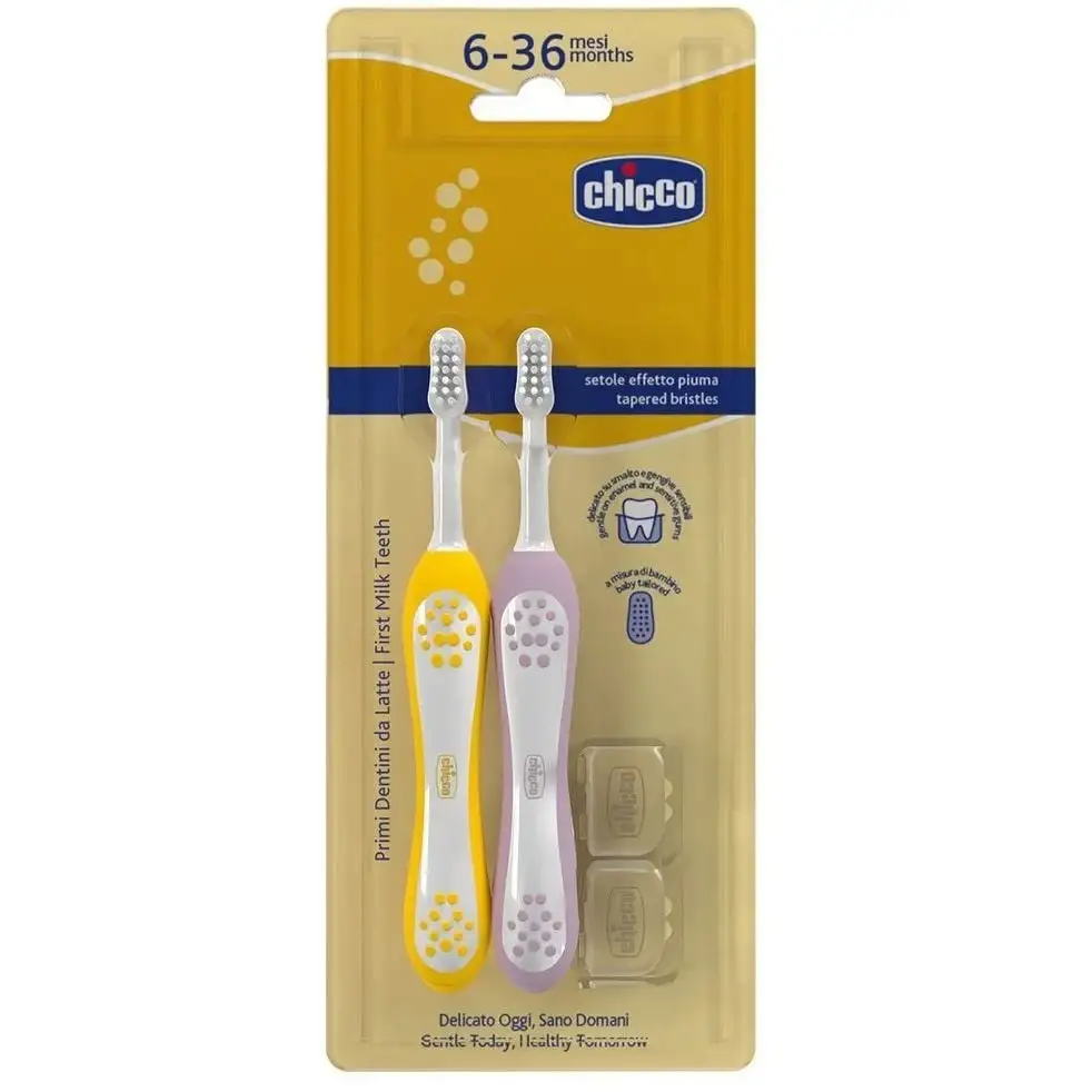 Зубна щітка Chicco для перших зубів, 6-36 міс., 2 шт.