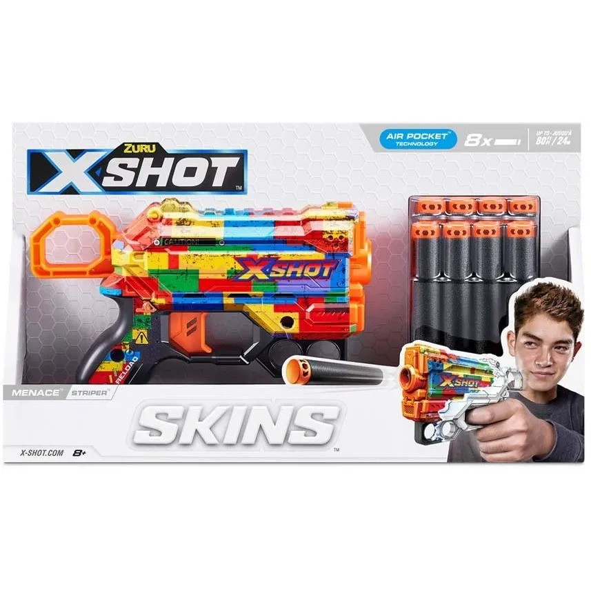 Швидкострільний бластер X-SHOT Skins Menace Striper (8 патронів), 36515N