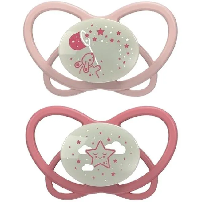 Пустушка &quot;Мій метелик НІЧ&quot; Рожевий (силікон) 0 - 6 місяців (2шт. + футляр-стерилізатор) /NIP