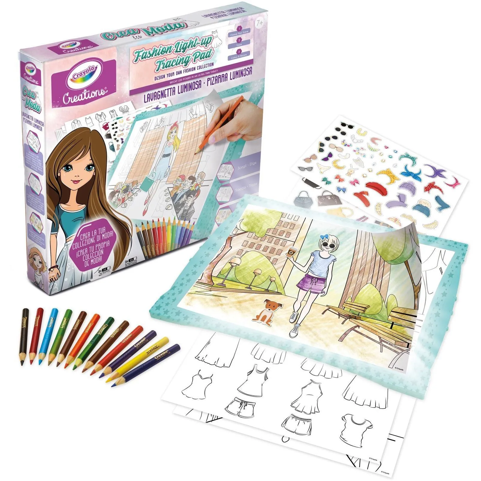 Дошка для малювання з підсвічуванням &quot;Fashion&quot; у комплекті з олівцями