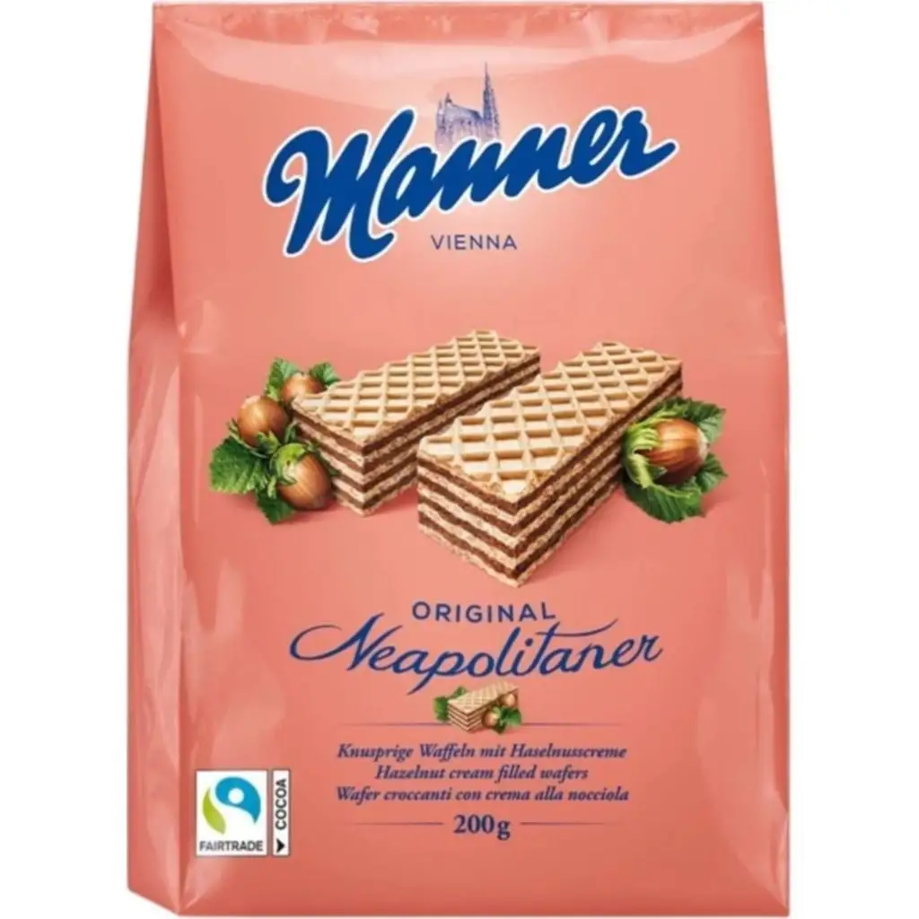 Вафлі Manner Original Neapolitan з горіховим кремом 200 г.12шт/ящ