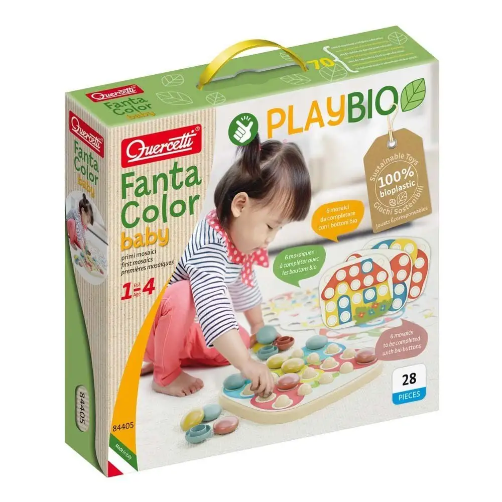 Набір серії "Play Bio" - ДЛЯ ЗАНЯТЬ МОЗАЇКОЮ FANTACOLOR BABY (великі фішки (21 шт.) + дошка) QUERCETTI