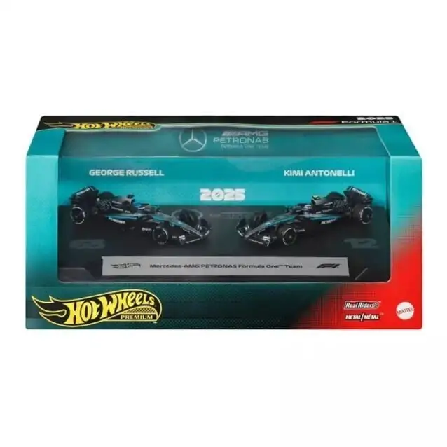 Набір з 2-х колекційних болідів Mercedes-Benz George Russel та Kimi Antonelli "Formula 1" Hot Wheels