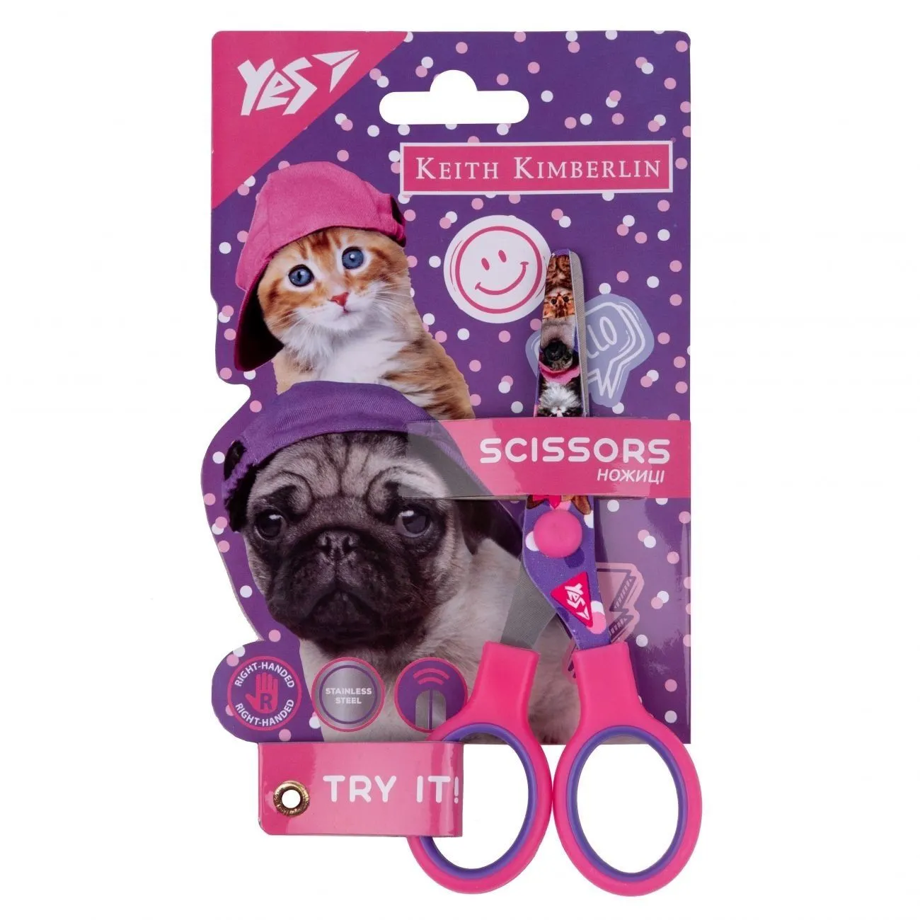 Ножиці YES &quot;Keith Kimberlin&quot; 13см, з принтом на лезі