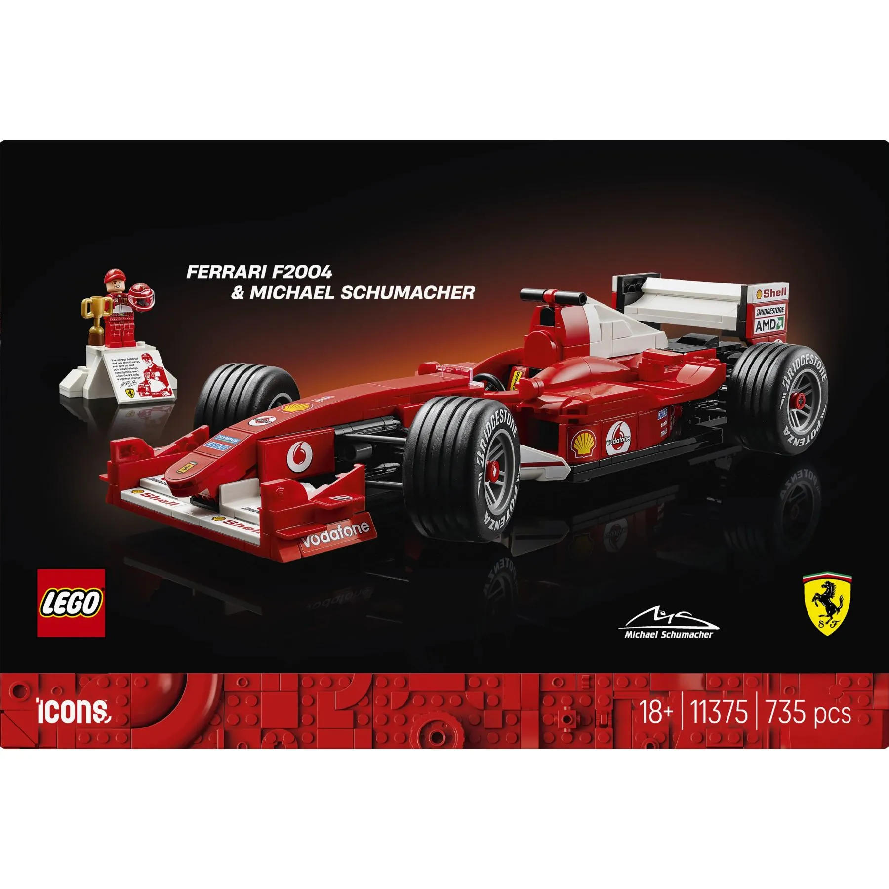 Конструктор Ferrari F2004 та Michael Schumacher LEGO Icons