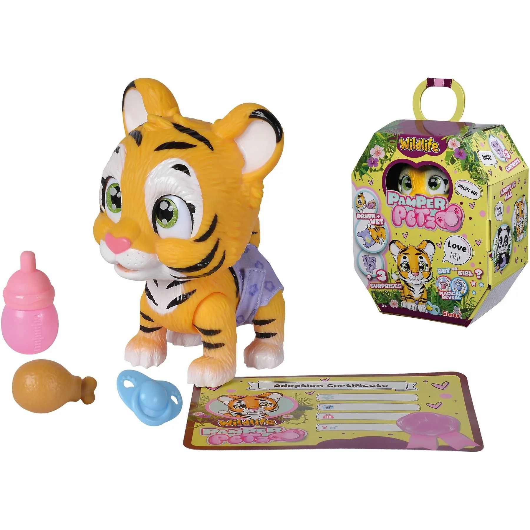 Ігровий набір &quot;Пампер Петс. Тигреня&quot;, що п&#039;є та пісяє, з кольоровою лапкою, 3 аксес.- сюрпризи, 3+