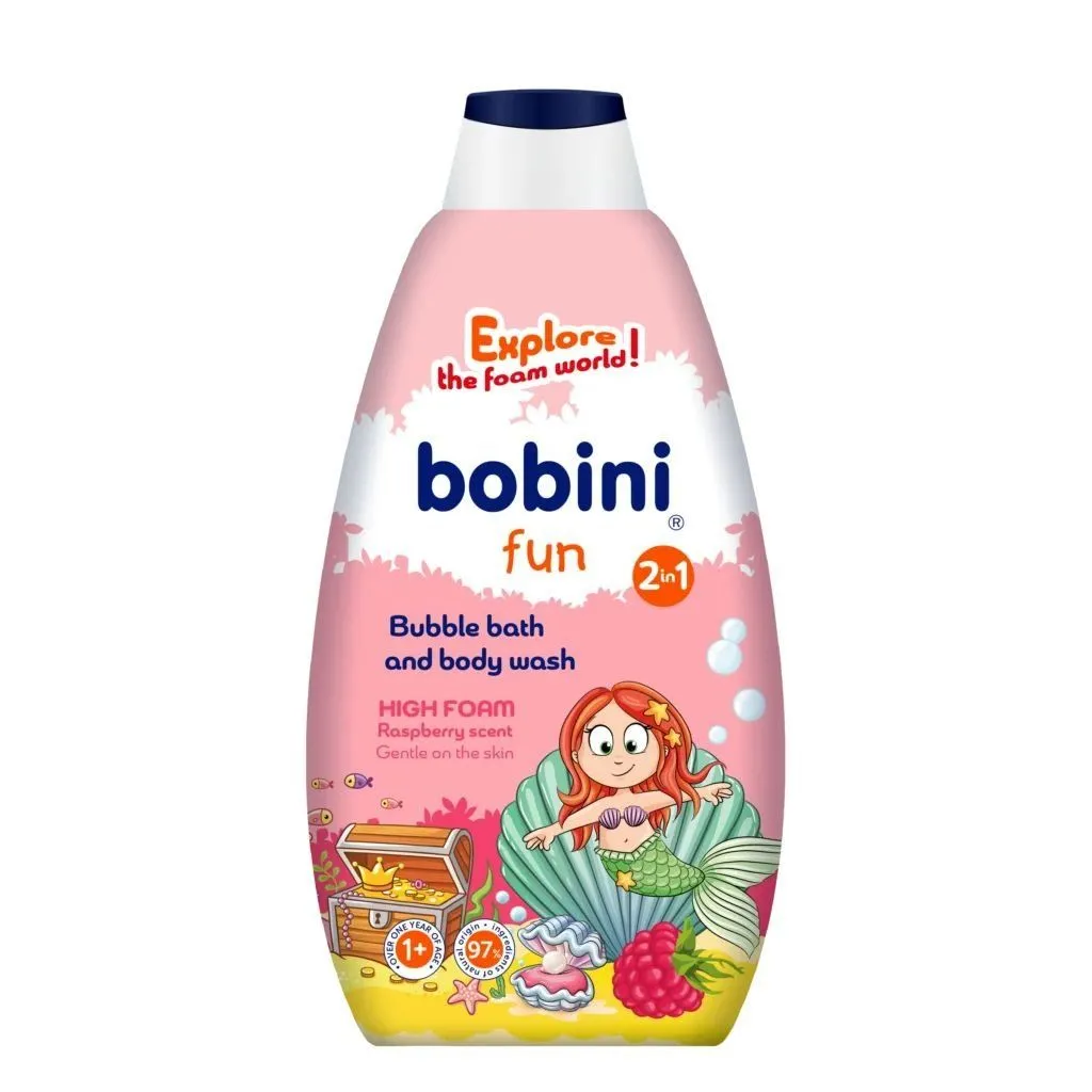 Піна для ванни та гель для душу 2 в 1 Малина ,500 мл. (1+) / "Bobini"