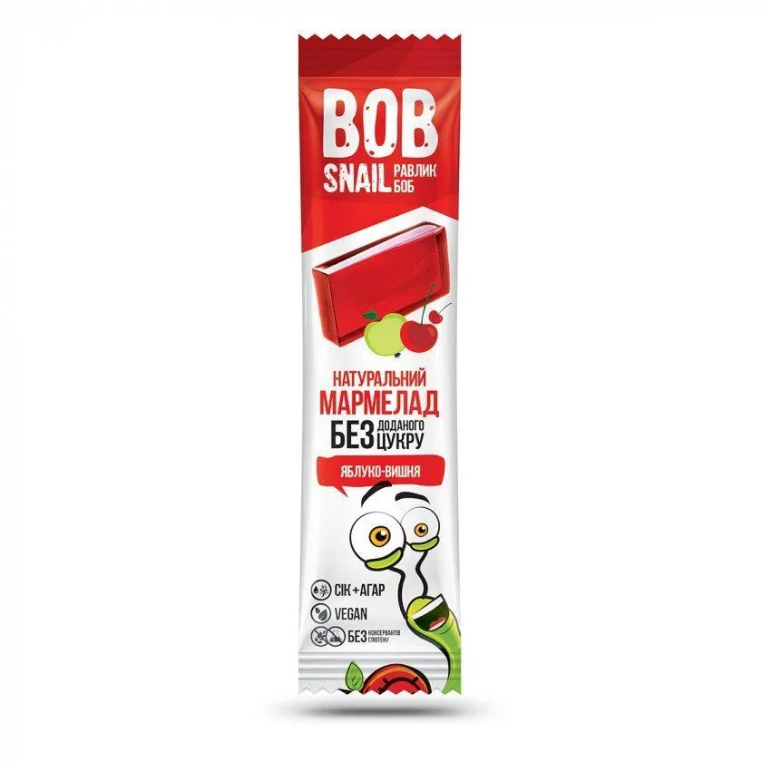 Натуральний мармелад &quot;Яблуко, вишня&quot; 38 г, Равлик Боб