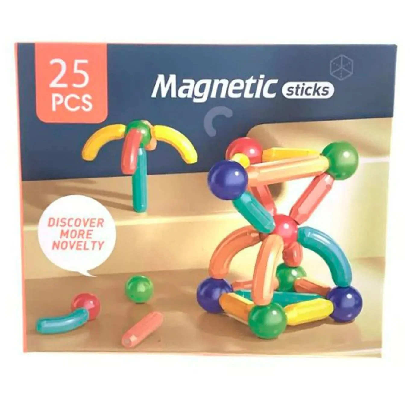 Дитячий магнітний конструктор 25 шт.  магнітна сила стрижня 3500 Гс