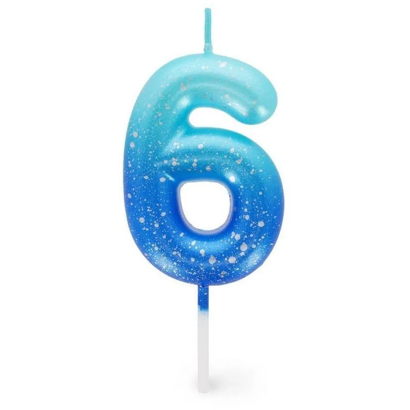 Свічка для торта  Happy Birthday Candle  блакитна  6, арт CNU0017