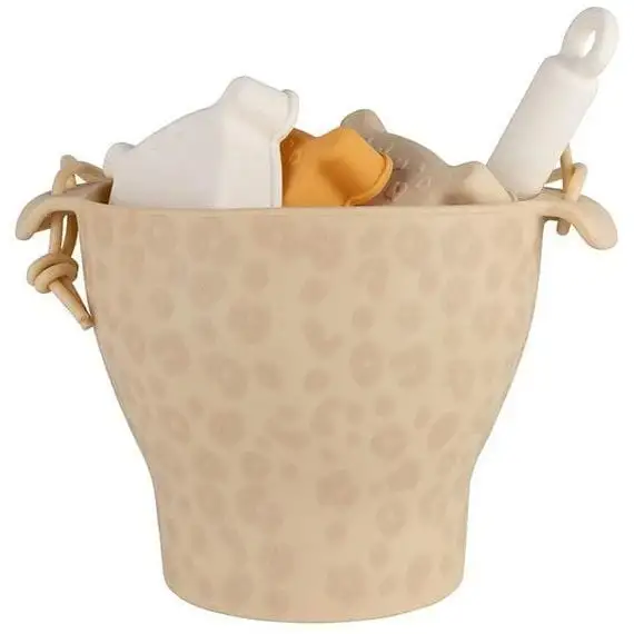 Силіконовий пляжний набір з відром, лопатою та 3 формами Safari Chique Beige