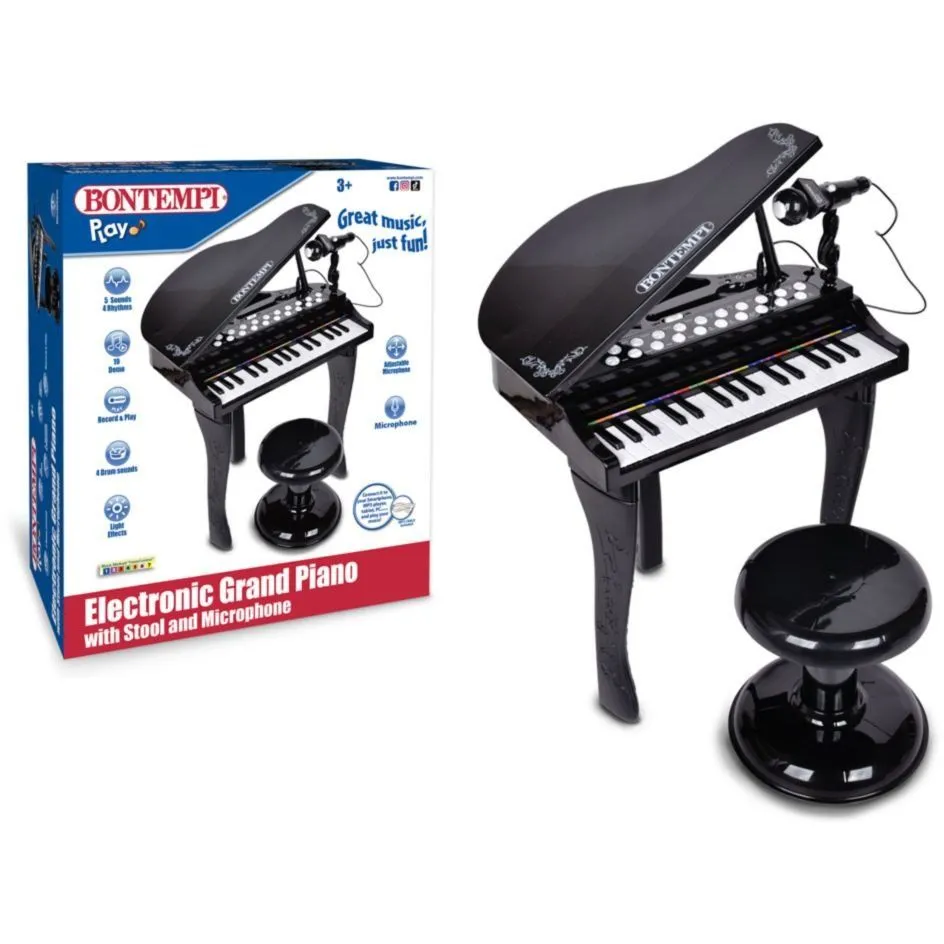 Рояль із табуретом і мікрофоном