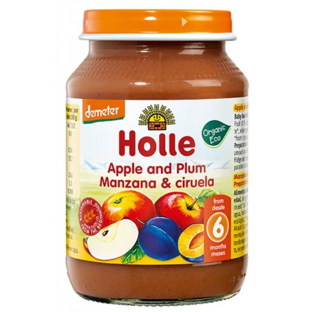 Дитяче харчування &quot;Яблуко і слива&quot; пюре органічне (з 6 місяців) 190г, Holle