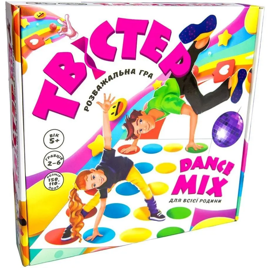 Розважальна гра 30277 (укр) "Твістер dance mix", в кор-ці 25-25,5-5,3 см